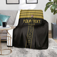 Custom Egypt Football Blanket Yalla Yalla Pharaohs - Black Ver
