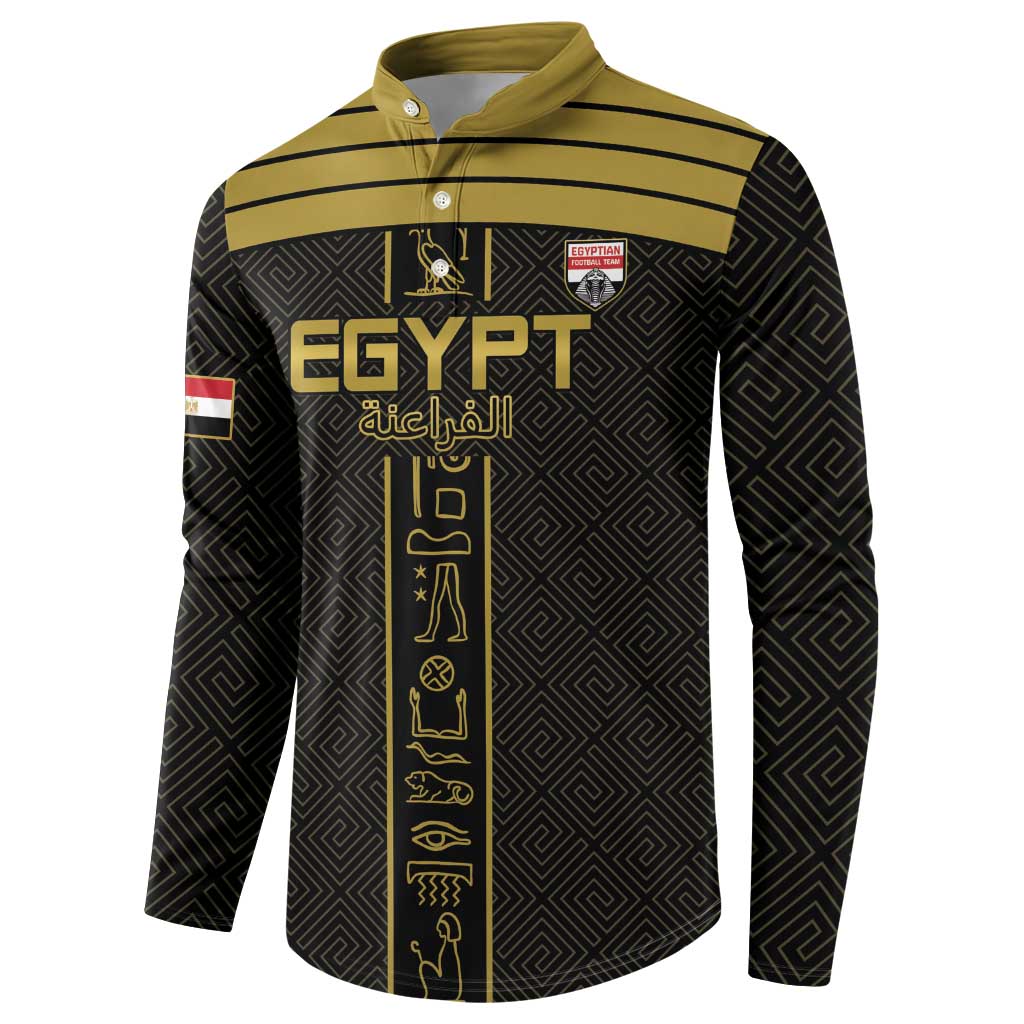 Custom Egypt Football Button Sweatshirt Yalla Yalla Pharaohs - Black Ver
