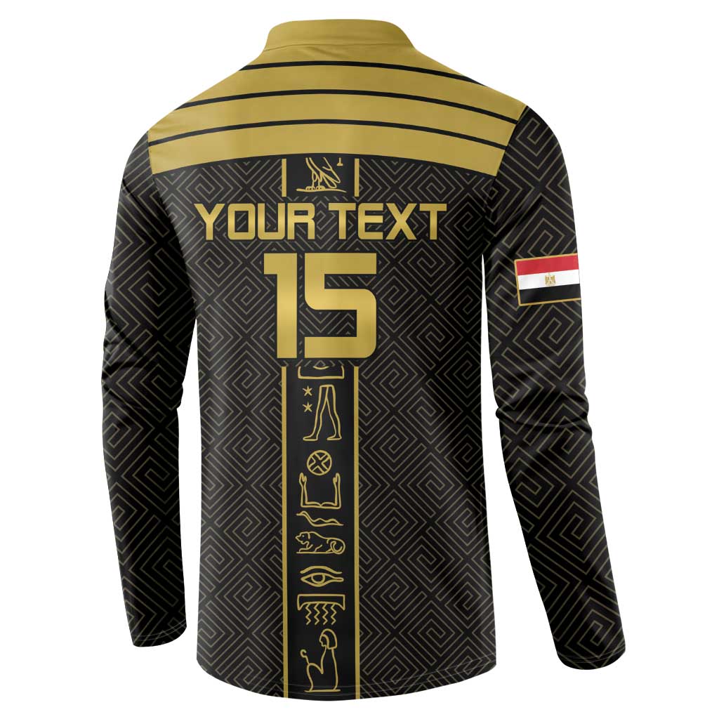 Custom Egypt Football Button Sweatshirt Yalla Yalla Pharaohs - Black Ver