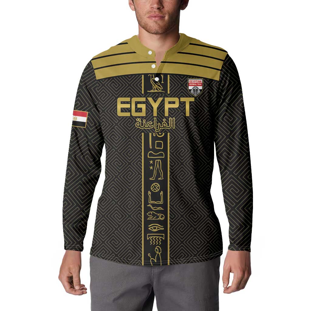 Custom Egypt Football Button Sweatshirt Yalla Yalla Pharaohs - Black Ver