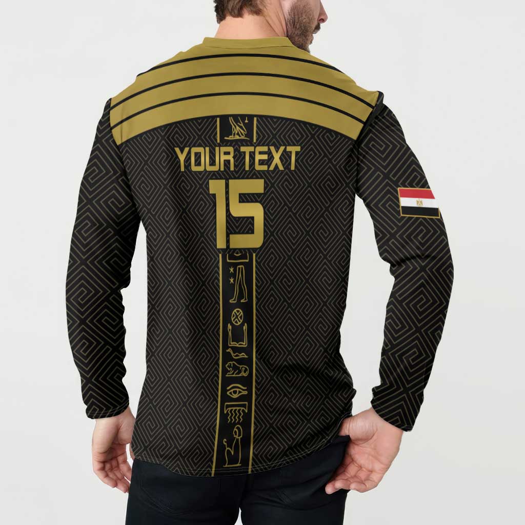 Custom Egypt Football Button Sweatshirt Yalla Yalla Pharaohs - Black Ver