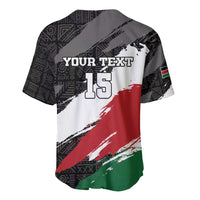 Kenya rugby sevens back baseball jersey, black/white/red/green grunge, "YOUR TEXT 15"