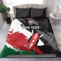 Kenya-themed bedding set with black geometric pillowcases and red/green flag duvet
