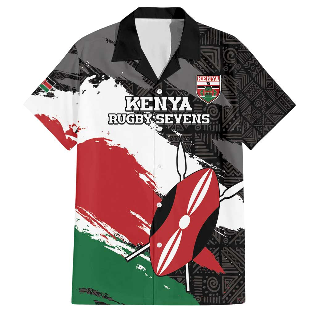 Custom Kenya Rugby Sevens Hawaiian Shirt African Pattern - Grunge Style - Wonder Print Shop