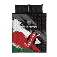 Quilted duvet cover set with black patterned design, Kenya flag graphic, text area