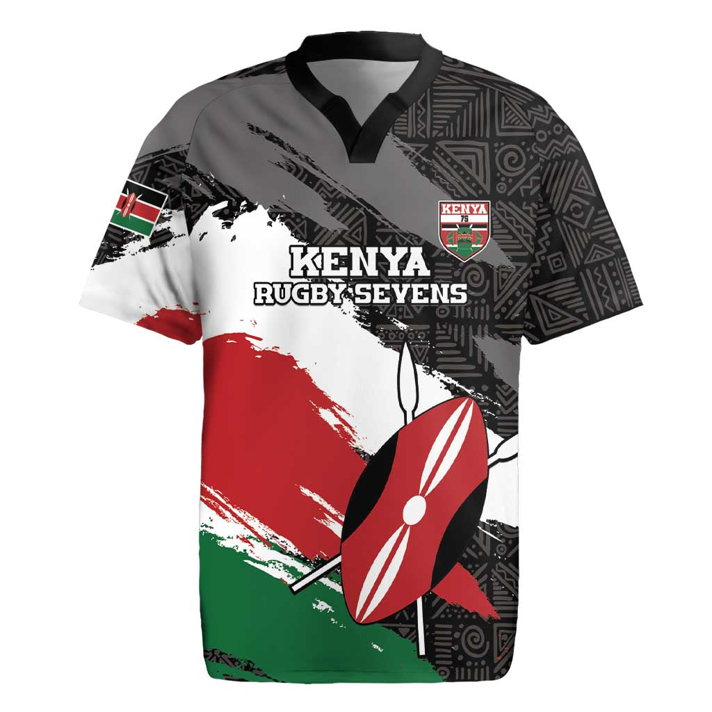 Custom Kenya Rugby Sevens Rugby Jersey African Pattern - Grunge Style