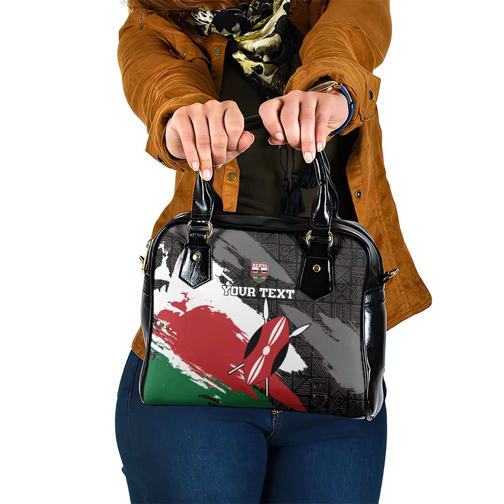 Custom Kenya Rugby Sevens Shoulder Handbag African Pattern - Grunge Style