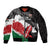 Custom Kenya Rugby Sevens Sleeve Zip Bomber Jacket African Pattern - Grunge Style - Wonder Print Shop