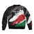 Custom Kenya Rugby Sevens Sleeve Zip Bomber Jacket African Pattern - Grunge Style - Wonder Print Shop