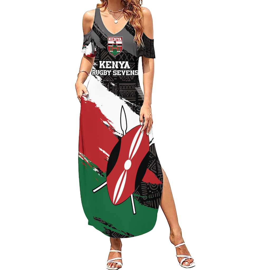 Custom Kenya Rugby Sevens Summer Maxi Dress African Pattern - Grunge Style - Wonder Print Shop