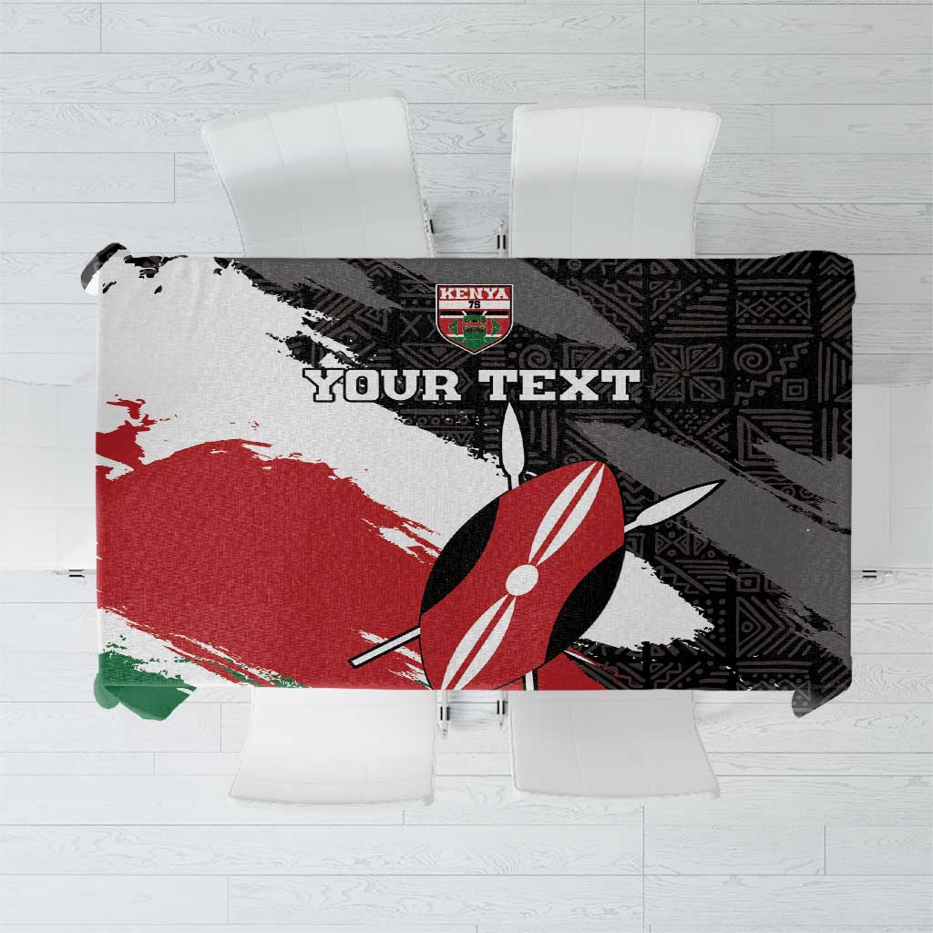 Custom Kenya Rugby Sevens Tablecloth African Pattern - Grunge Style - Wonder Print Shop