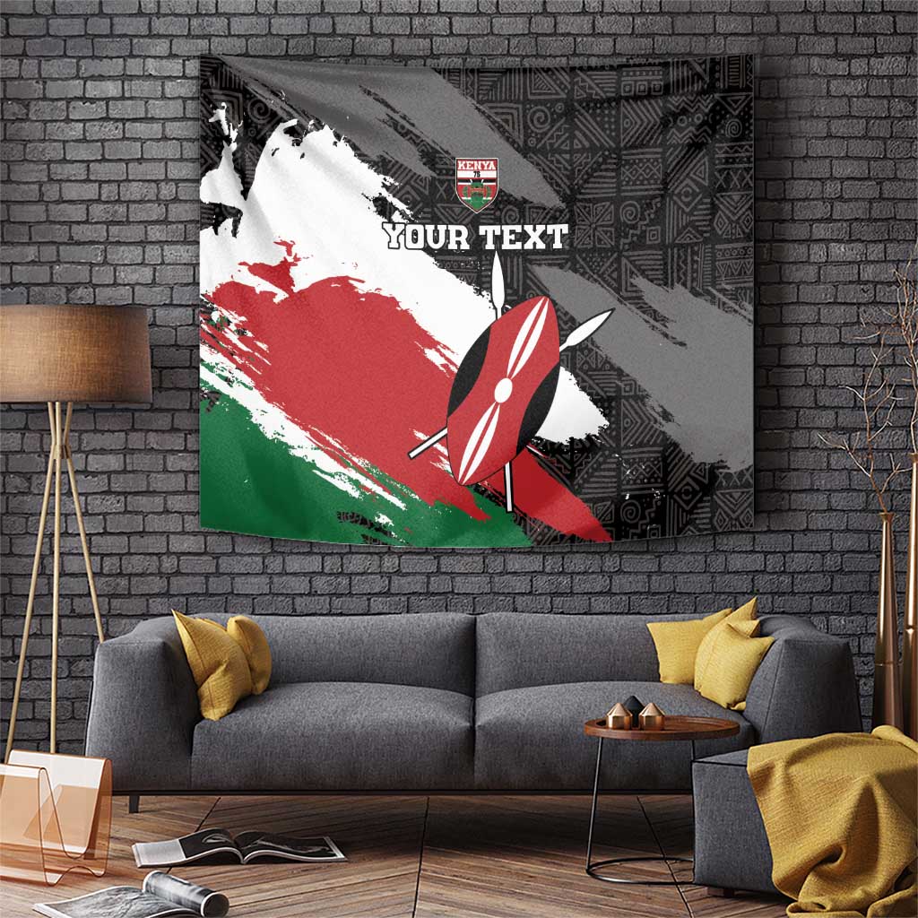 Custom Kenya Rugby Sevens Tapestry African Pattern - Grunge Style