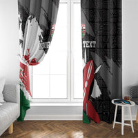 Window curtain panels for a door window, Kenya grunge pattern in black, white, red, and green