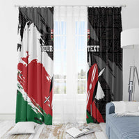 Pair of window curtain panels with Kenya map and flag grunge design in black, white, red, and green