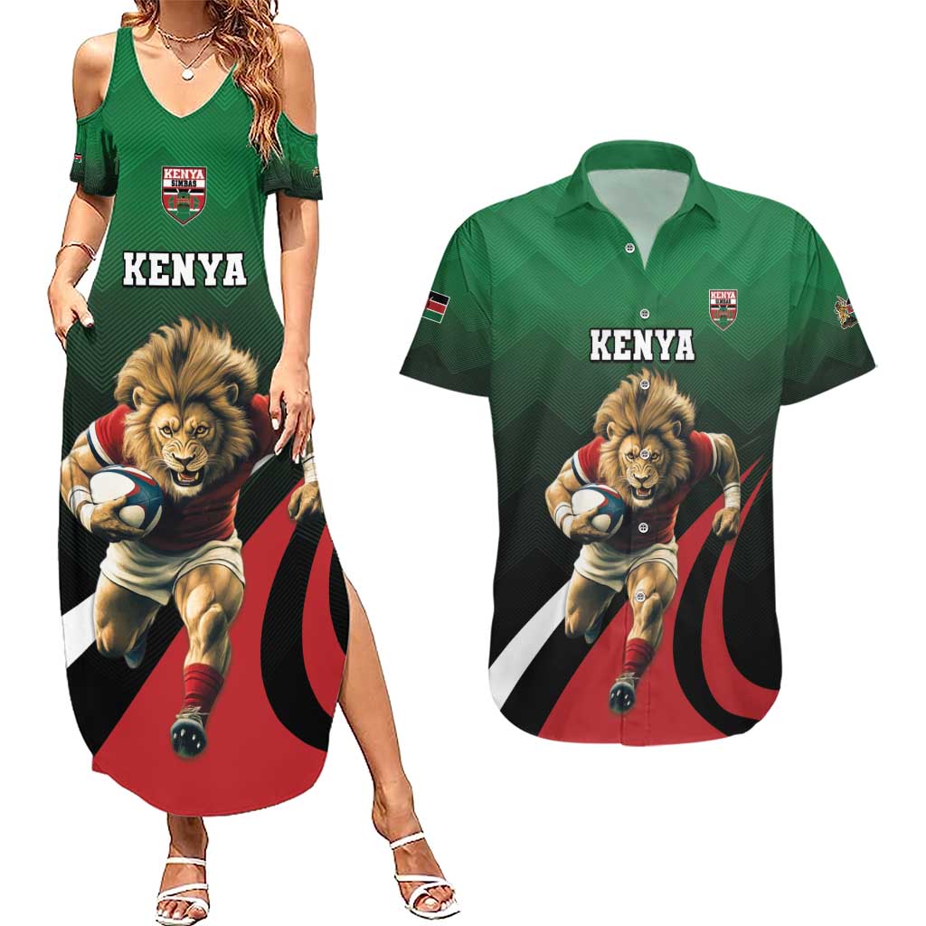 Kenya Rugby Custom Couples Matching Summer Maxi Dress and Hawaiian Shirt Go Simbas - Wonder Print Shop