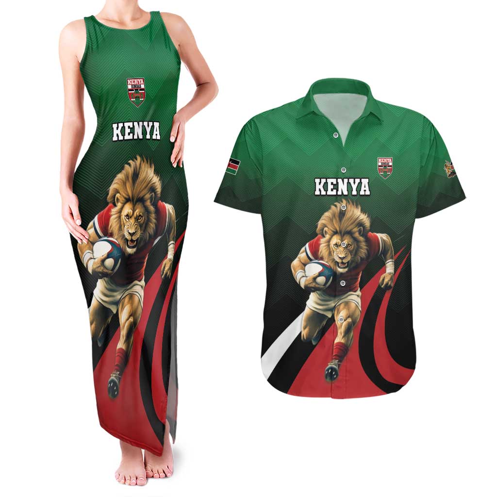 Kenya Rugby Custom Couples Matching Tank Maxi Dress and Hawaiian Shirt Go Simbas - Wonder Print Shop