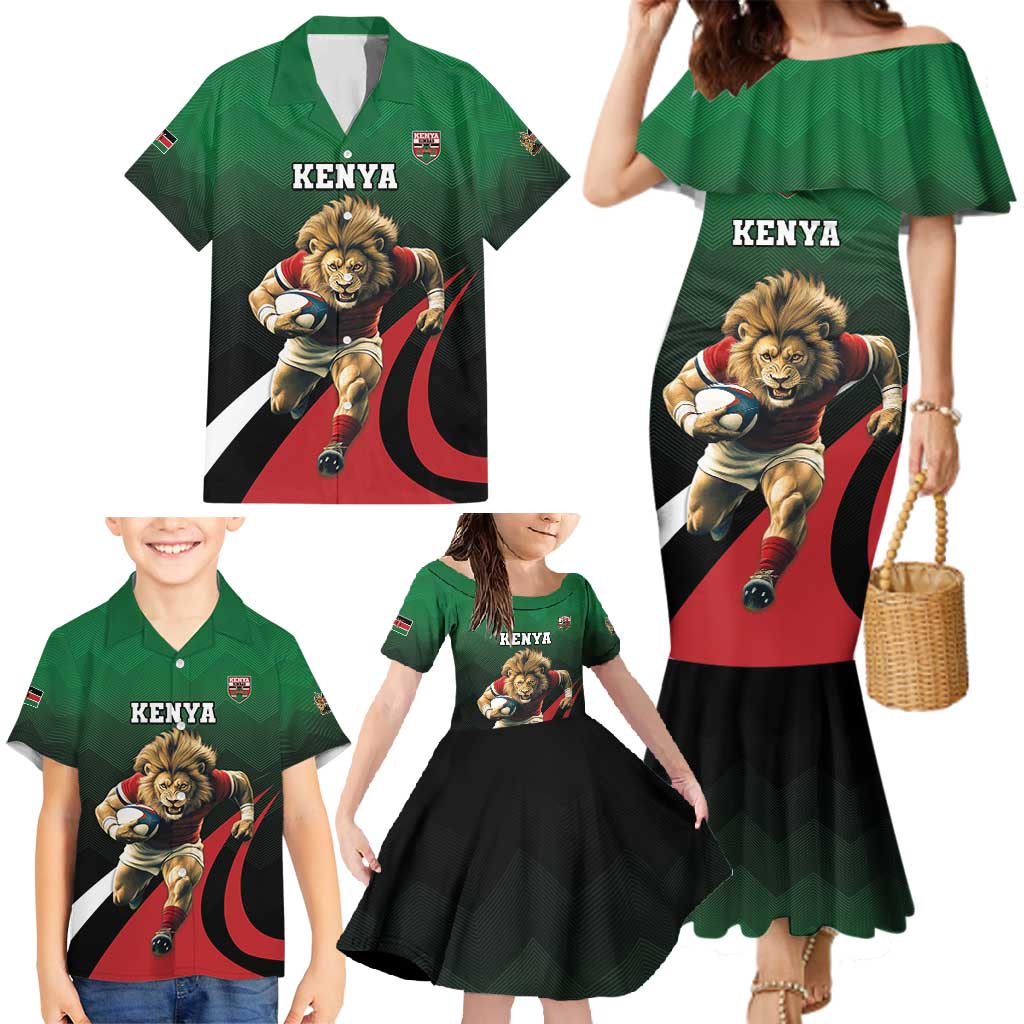 Kenya Rugby Custom Family Matching Mermaid Dress and Hawaiian Shirt Go Simbas - Wonder Print Shop