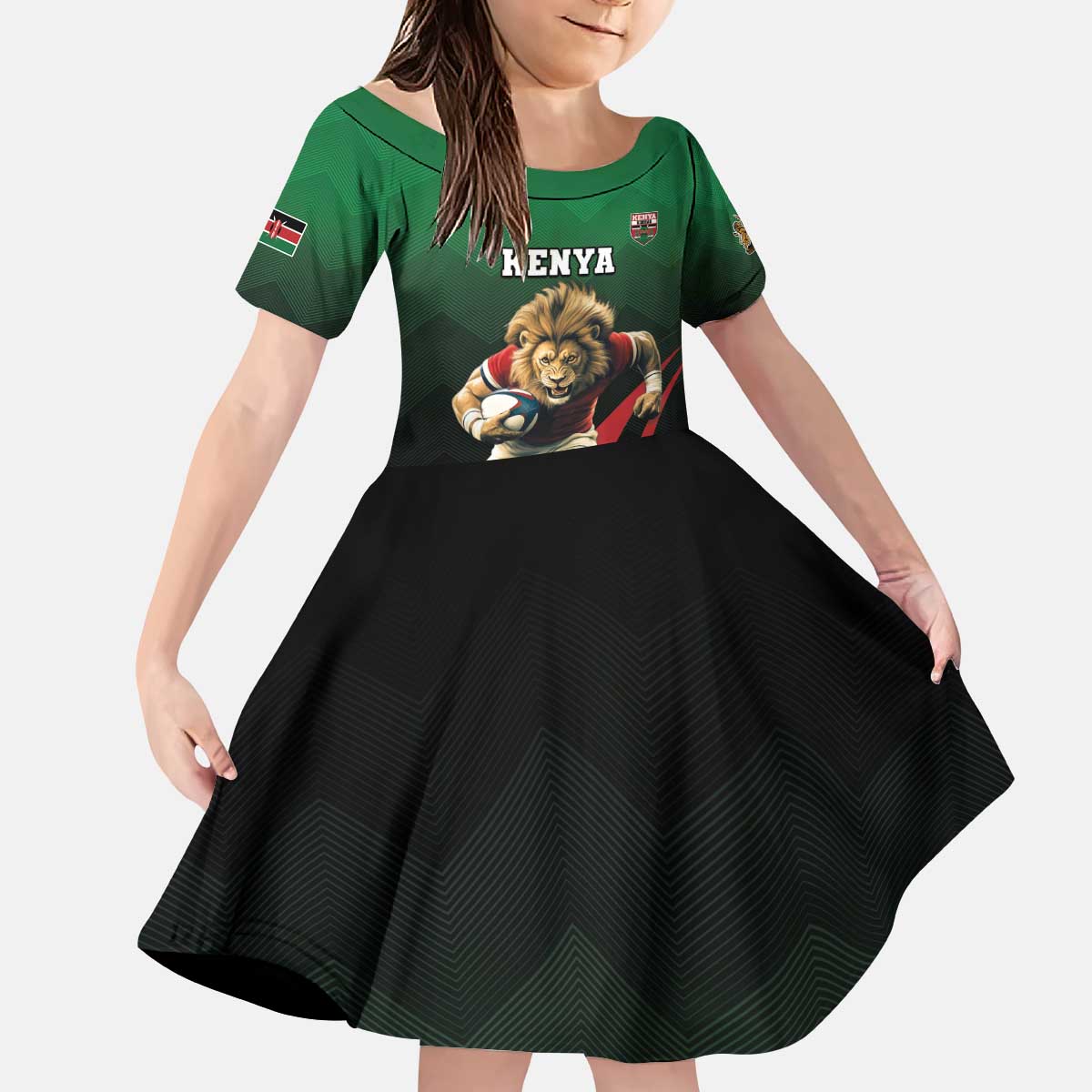 Kenya Rugby Custom Kid Short Sleeve Dress Go Simbas - Wonder Print Shop