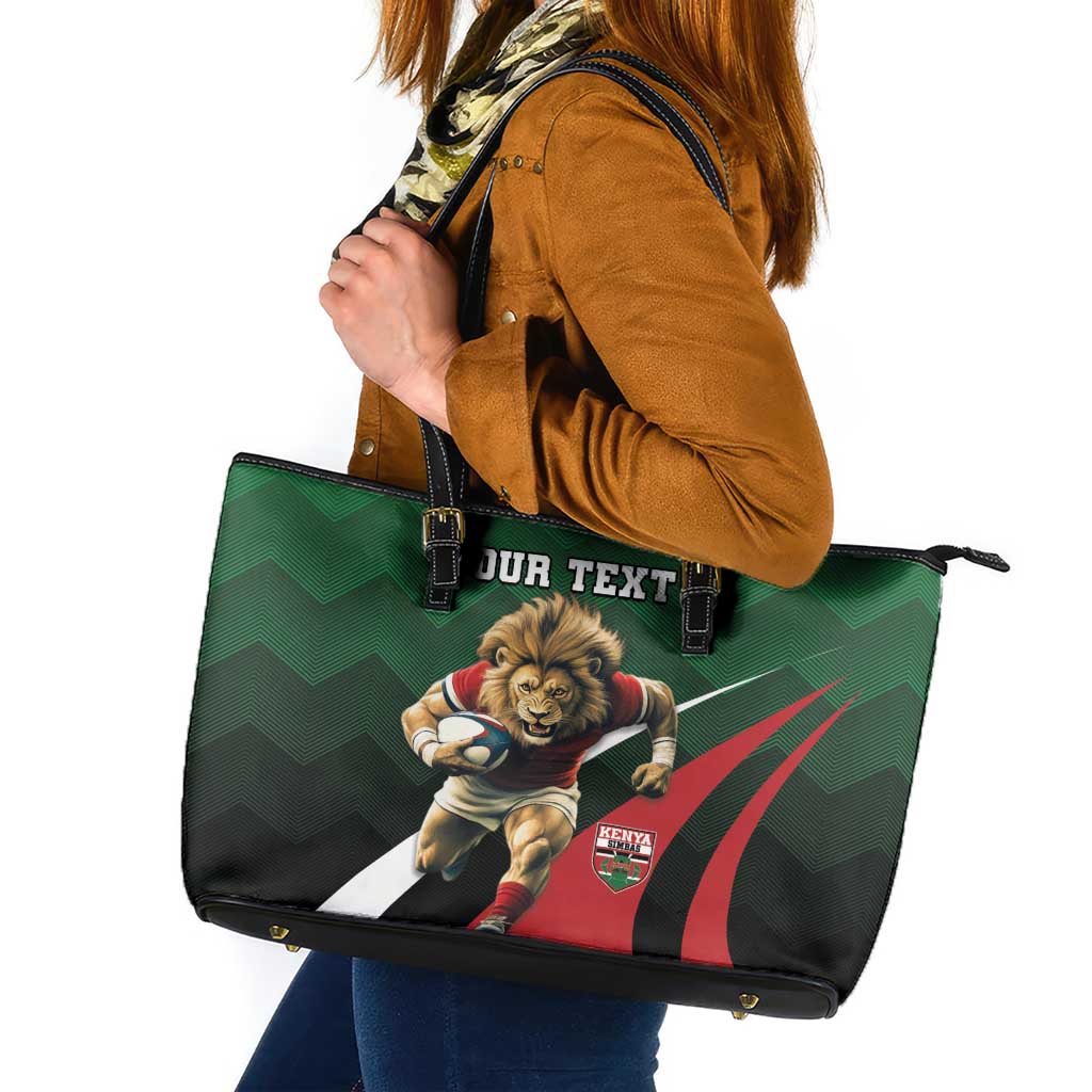 Kenya Rugby Custom Leather Tote Bag Go Simbas - Wonder Print Shop