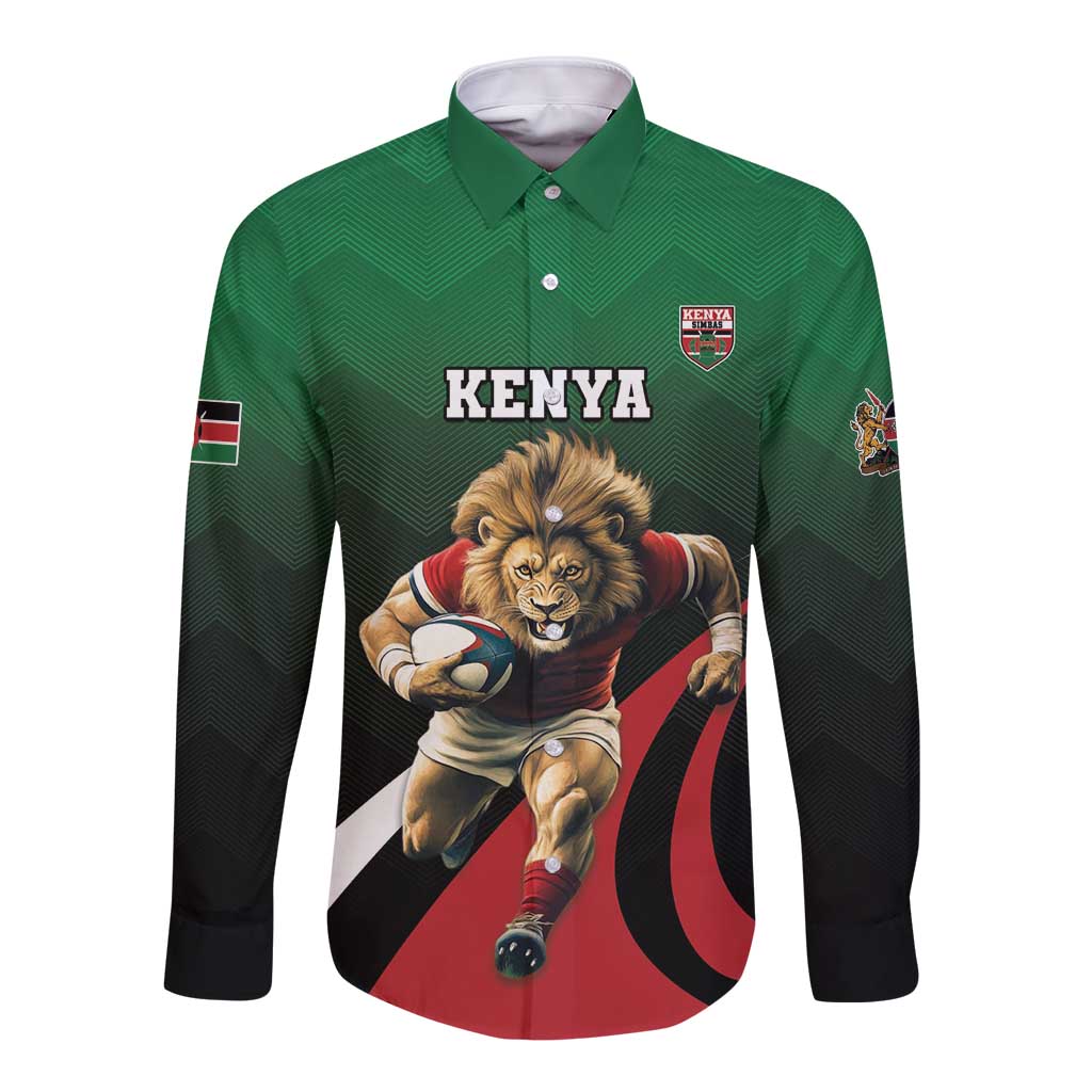 Kenya Rugby Custom Long Sleeve Button Shirt Go Simbas - Wonder Print Shop