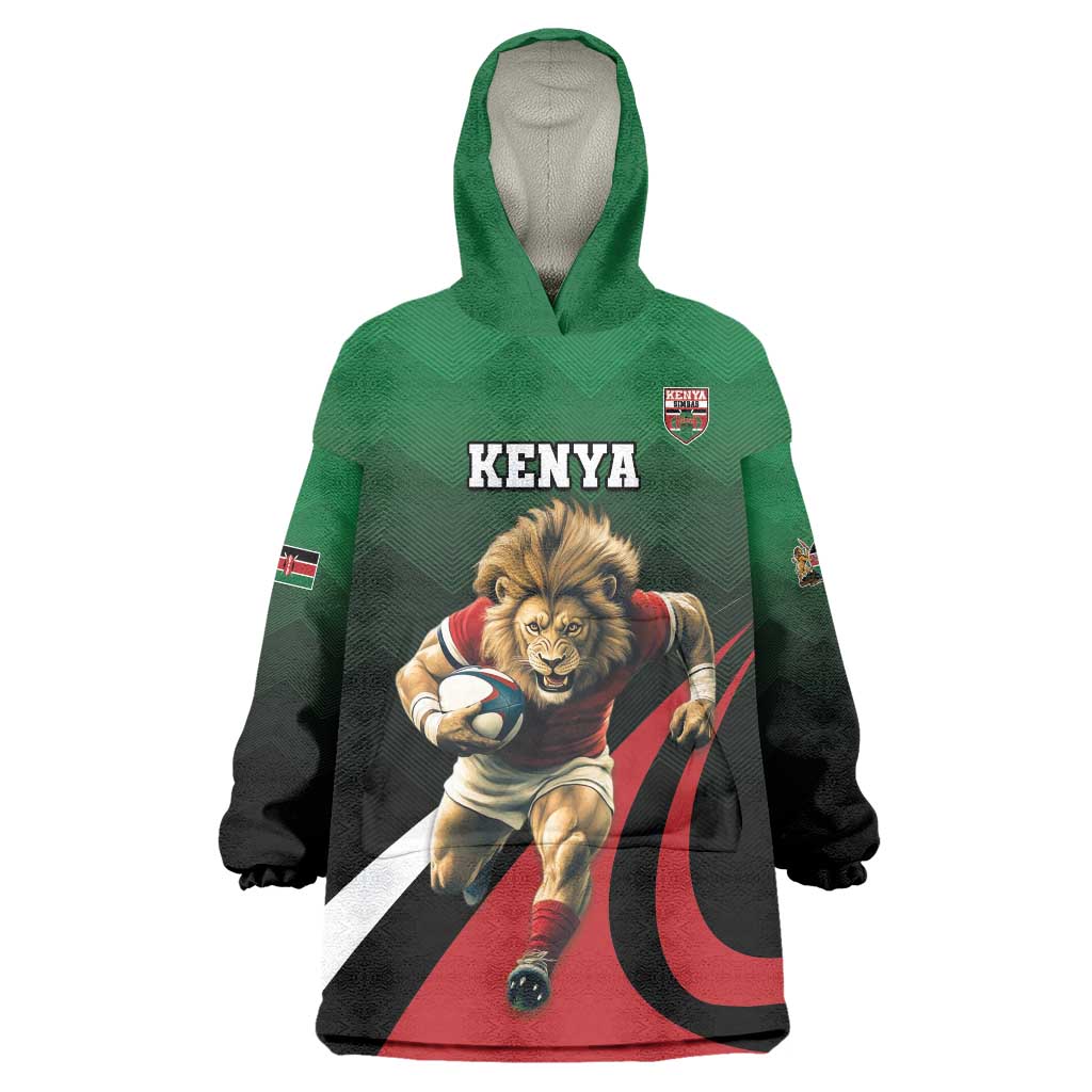 Kenya Rugby Custom Wearable Blanket Hoodie Go Simbas