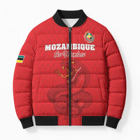Custom Mozambique Football Bomber Puffer Jacket Come On Os Mambas - Wonder Print Shop