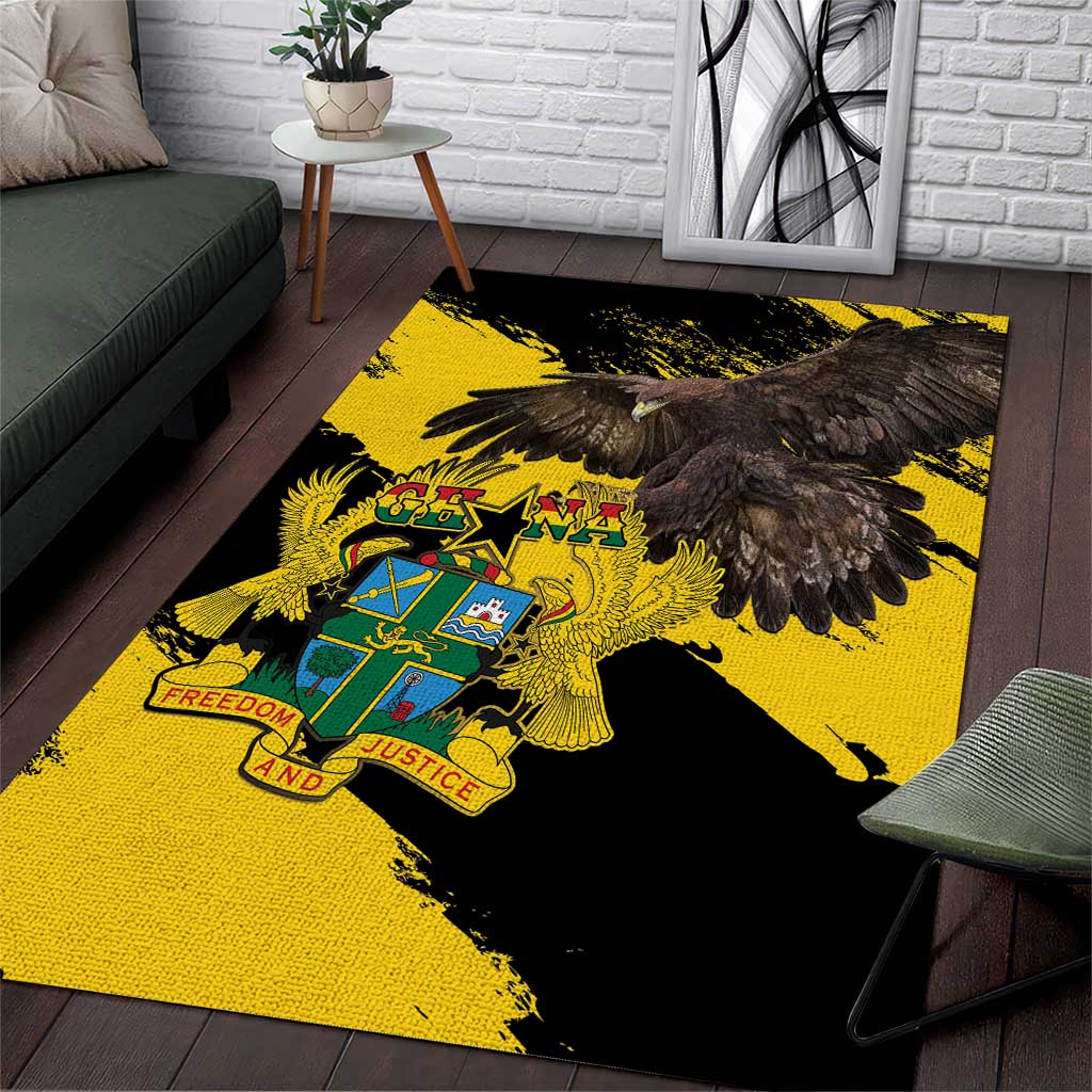 Ghana Eagle Area Rug Coat Of Arms - Grunge Style