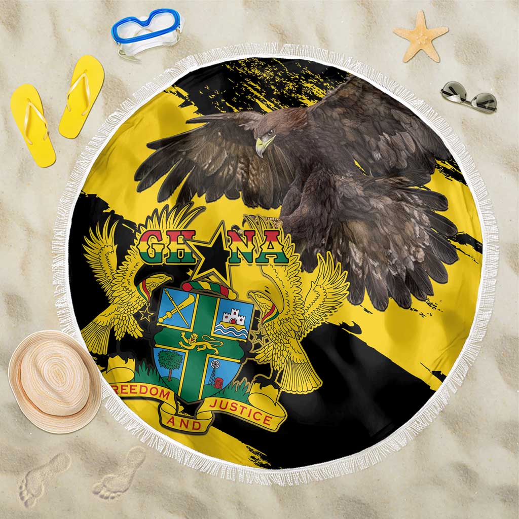 Ghana Eagle Beach Blanket Coat Of Arms - Grunge Style