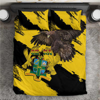 Yellow and black duvet cover set with Ghana coat of arms and eagle wing graphic