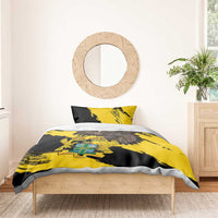Yellow and black duvet with Ghana crest and eagle wings, plus one matching pillow