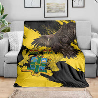 Yellow and black eagle coat-of-arms blanket, grunge ink texture