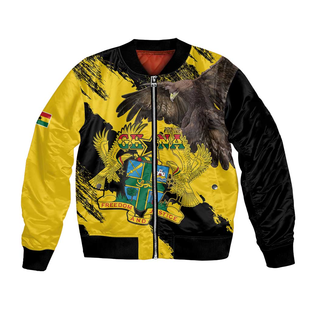 Ghana Eagle Bomber Jacket Coat Of Arms - Grunge Style