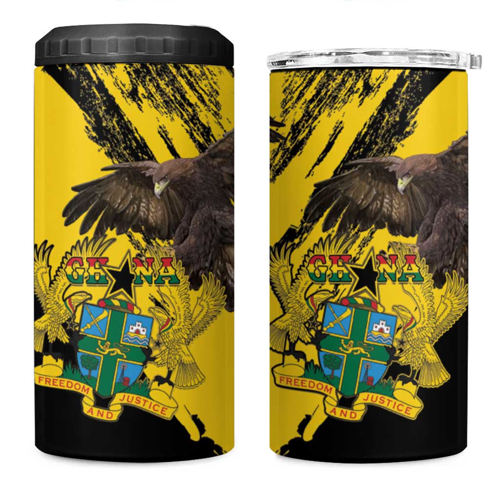 Ghana Eagle 4 in 1 Can Cooler Tumbler Coat Of Arms - Grunge Style LT15