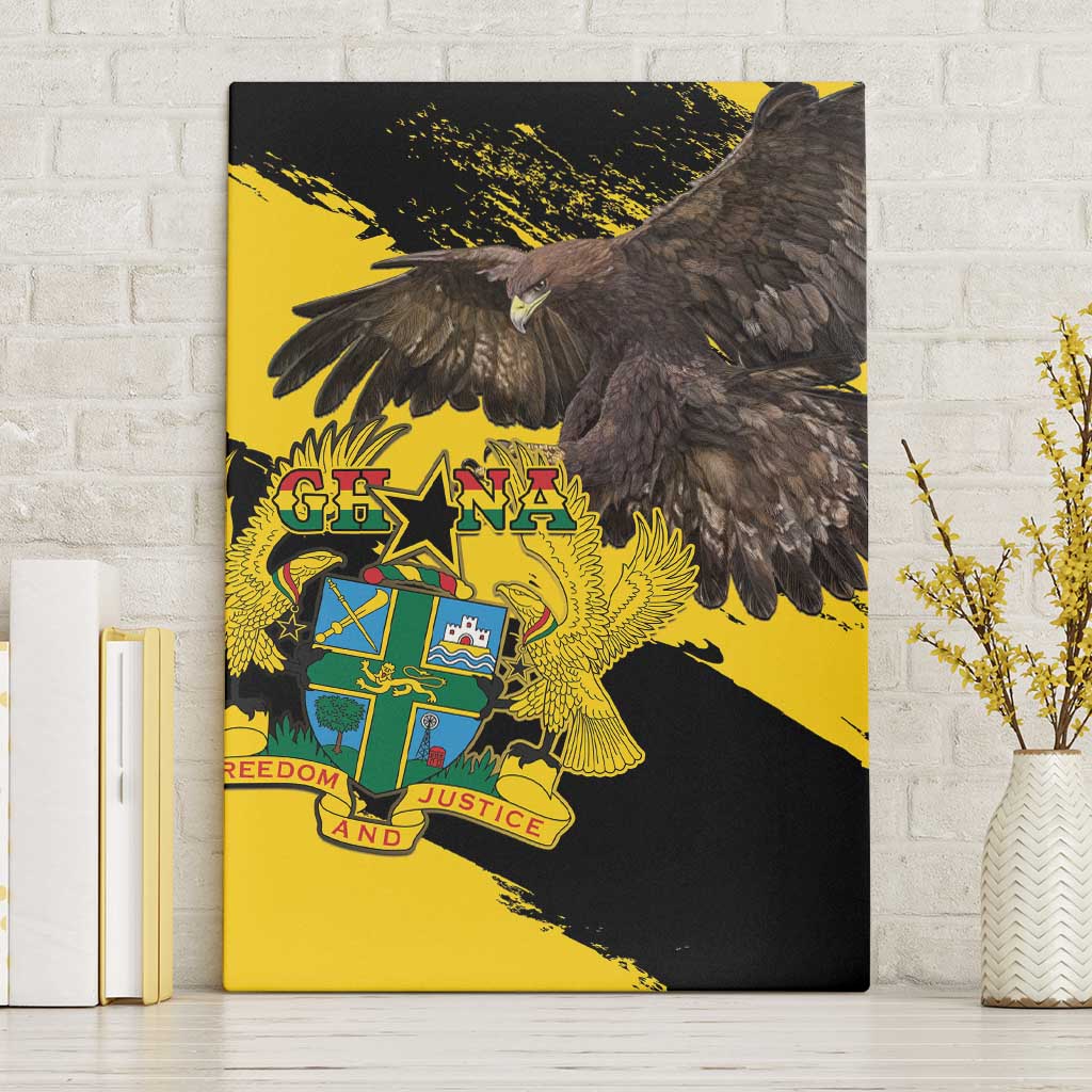 Ghana Eagle Canvas Wall Art Coat Of Arms - Grunge Style