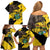 Ghana Eagle Family Matching Off Shoulder Short Dress and Hawaiian Shirt Coat Of Arms - Grunge Style