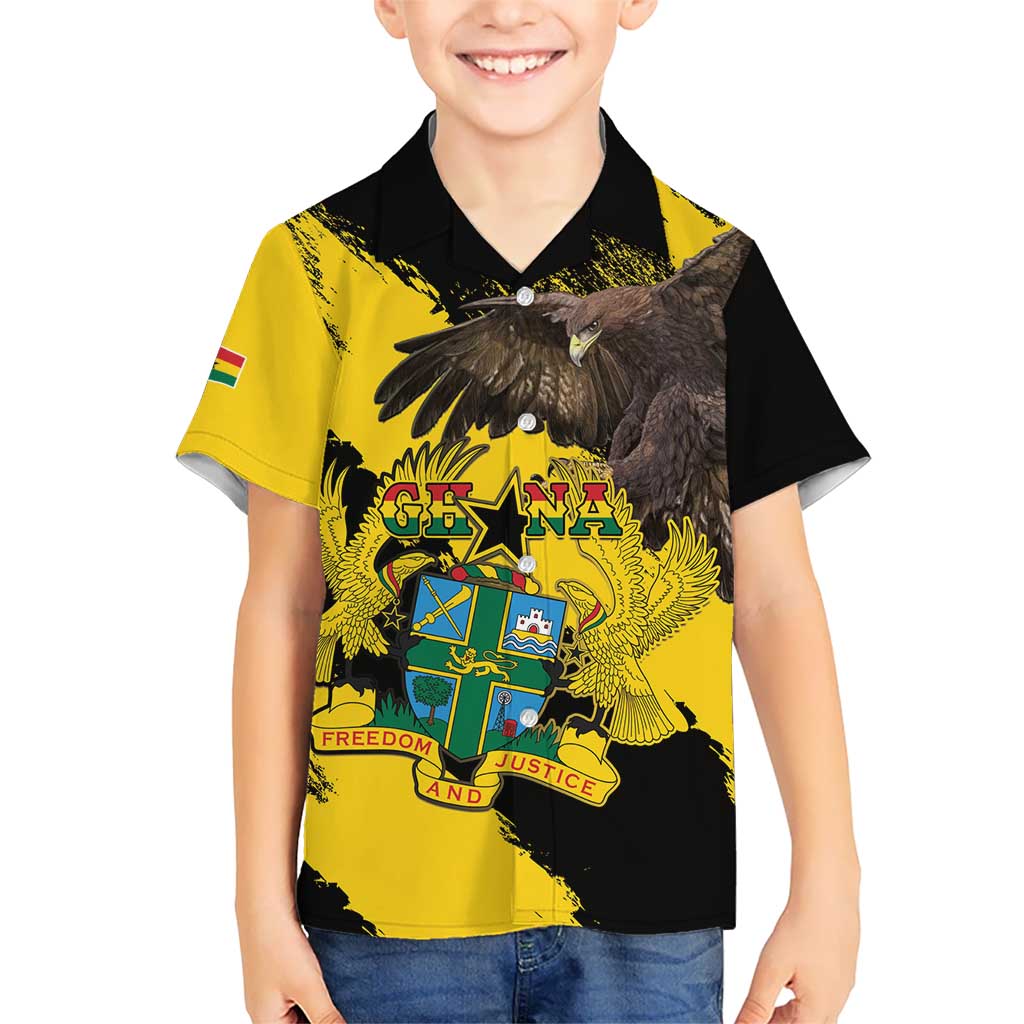 Ghana Eagle Kid Hawaiian Shirt Coat Of Arms - Grunge Style