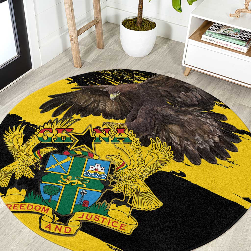 Ghana Eagle Round Carpet Coat Of Arms - Grunge Style - Wonder Print Shop