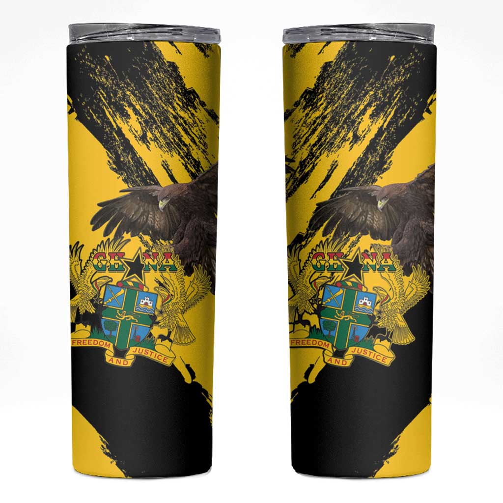 Ghana Eagle Skinny Tumbler Coat Of Arms - Grunge Style - Wonder Print Shop