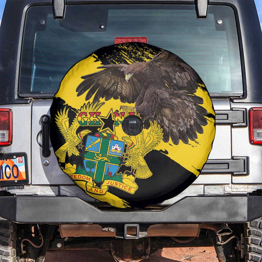 Ghana Eagle Spare Tire Cover Coat Of Arms - Grunge Style - Wonder Print Shop