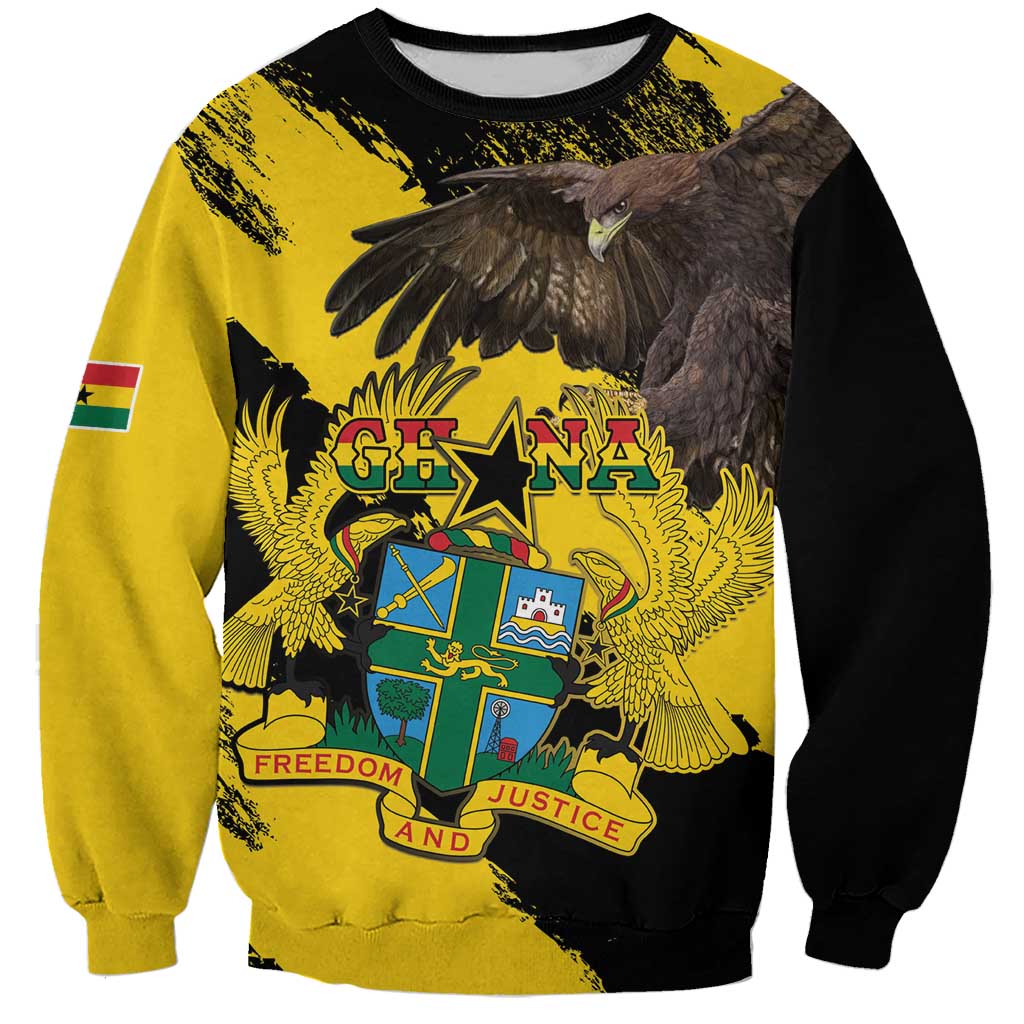 Ghana Eagle Sweatshirt Coat Of Arms - Grunge Style - Wonder Print Shop