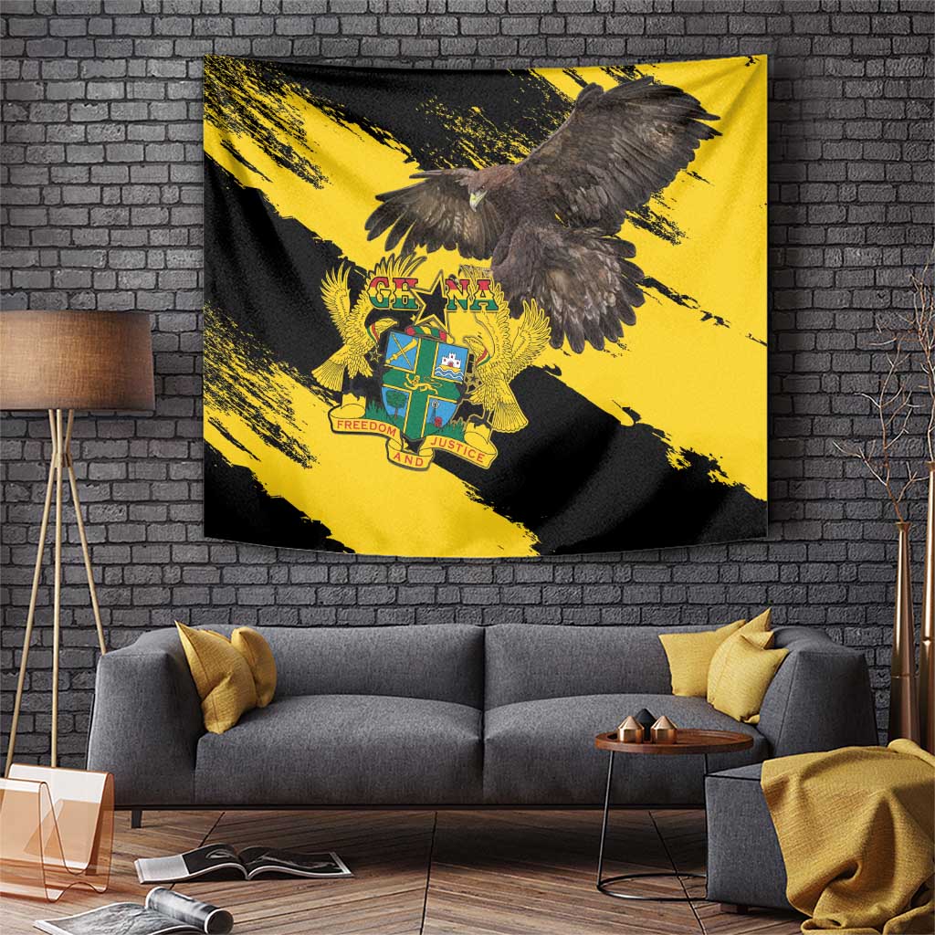 Ghana Eagle Tapestry Coat Of Arms - Grunge Style - Wonder Print Shop