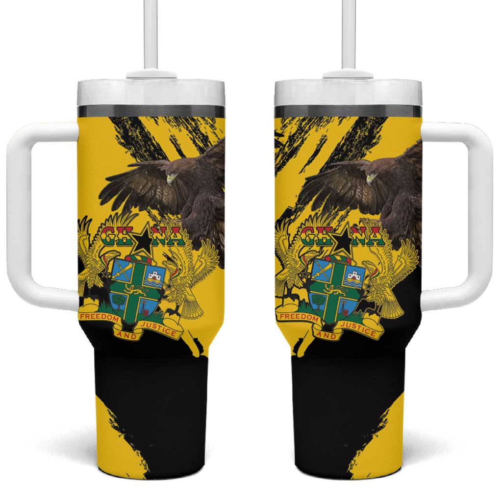 Ghana Eagle Tumbler With Handle Coat Of Arms - Grunge Style - Wonder Print Shop