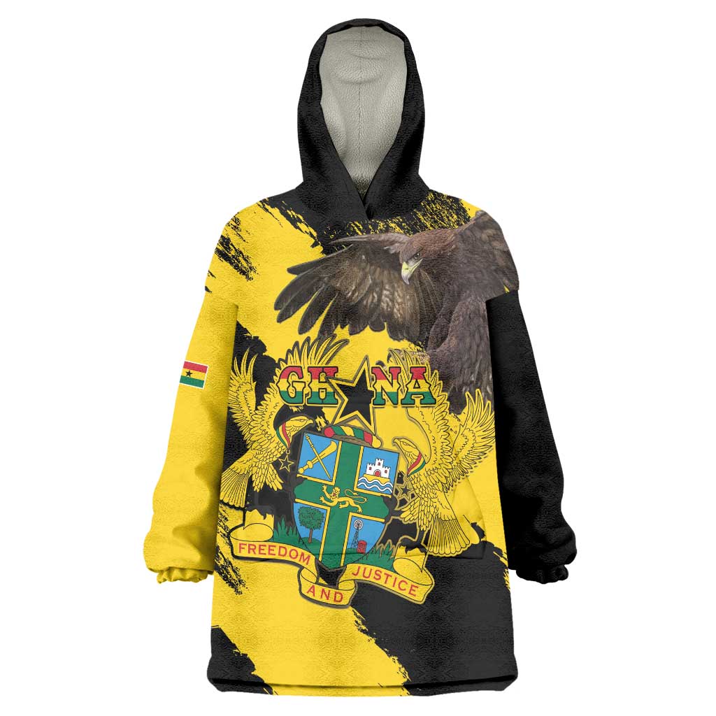 Ghana Eagle Wearable Blanket Hoodie Coat Of Arms - Grunge Style