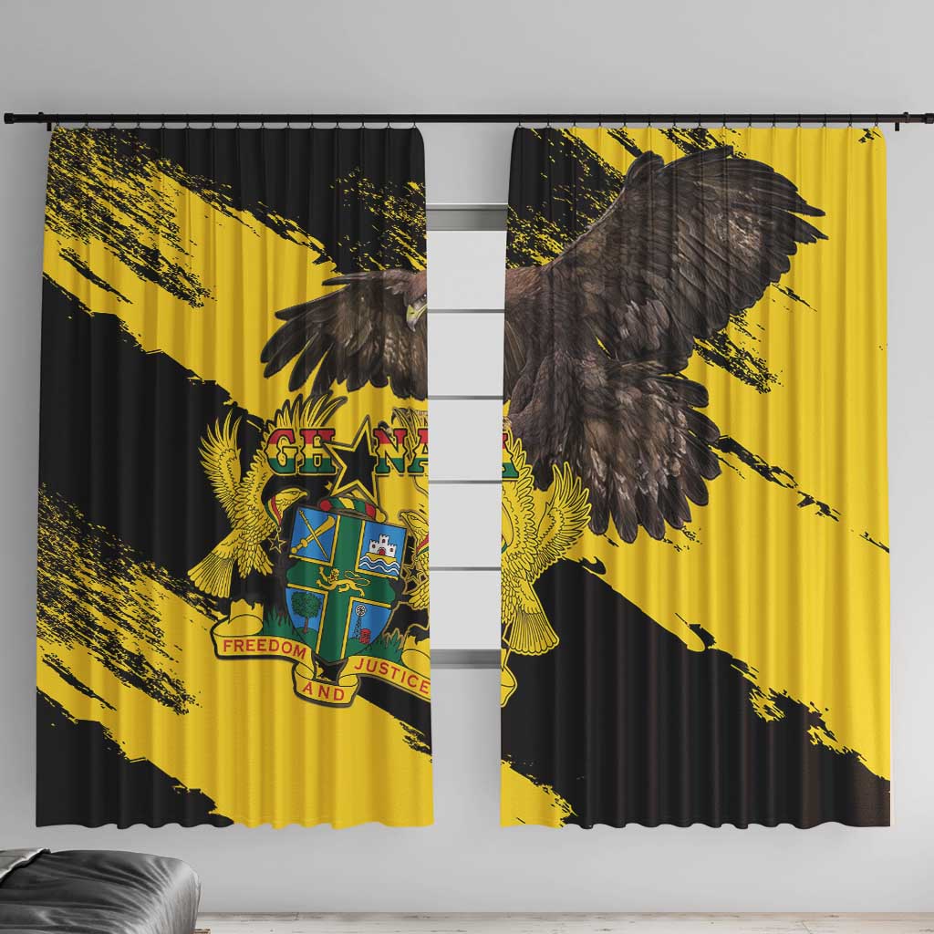 Ghana Eagle Window Curtain Coat Of Arms - Grunge Style - Wonder Print Shop