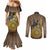 Adwa Victory of Ethiopia Couples Matching Mermaid Dress and Long Sleeve Button Shirt African Victory In The Age Of Empire