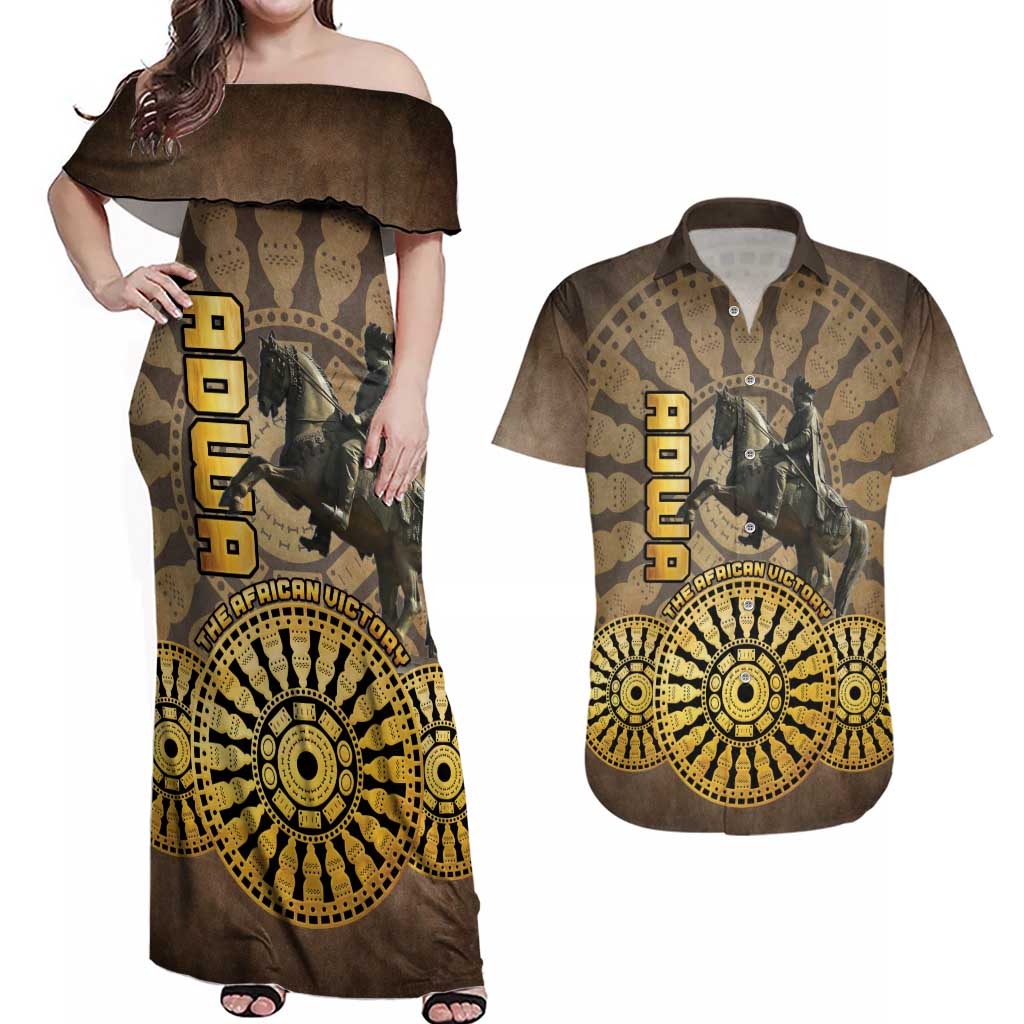 Adwa Victory of Ethiopia Couples Matching Off Shoulder Maxi Dress and Hawaiian Shirt African Victory In The Age Of Empire