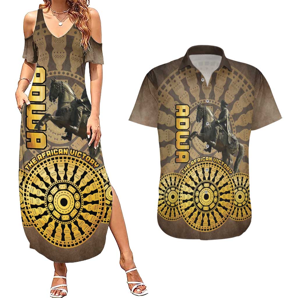 Adwa Victory of Ethiopia Couples Matching Summer Maxi Dress and Hawaiian Shirt African Victory In The Age Of Empire