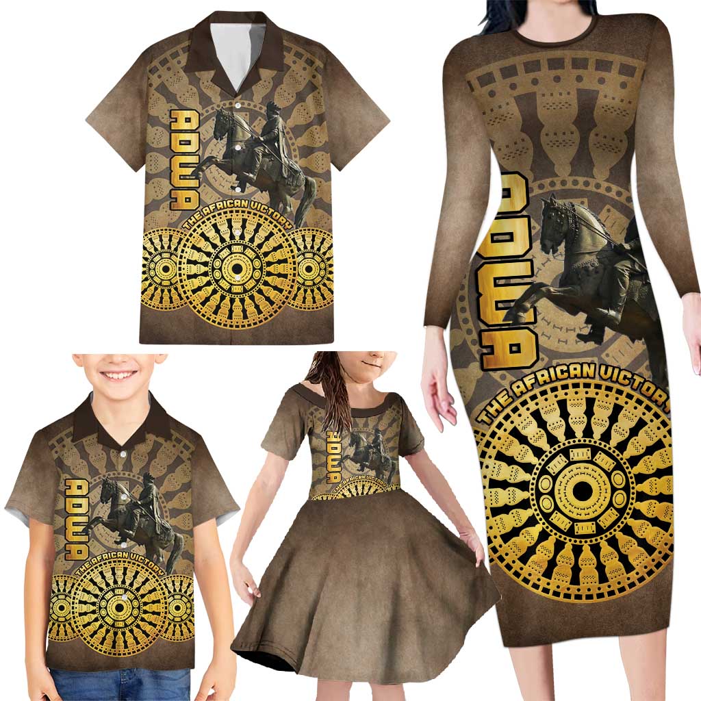 Adwa Victory of Ethiopia Family Matching Long Sleeve Bodycon Dress and Hawaiian Shirt African Victory In The Age Of Empire