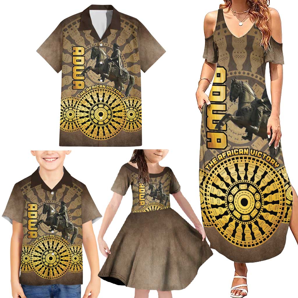 Adwa Victory of Ethiopia Family Matching Summer Maxi Dress and Hawaiian Shirt African Victory In The Age Of Empire