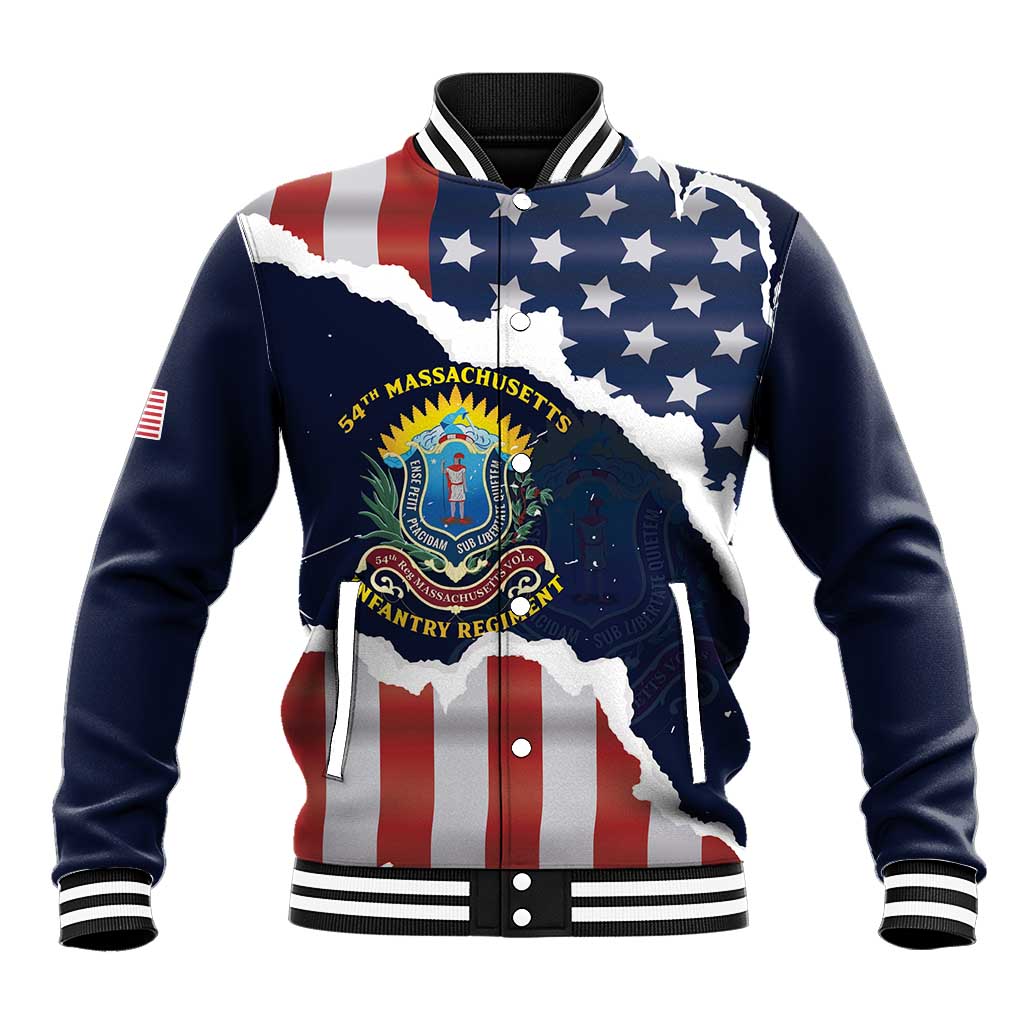 Personalized 54th Massachusetts Infantry Regiment Baseball Jacket American Flag Heritage - Wonder Print Shop